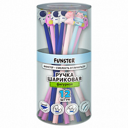 Ручка фигурная силиконовая шариковая FUNSTER (ФАНСТЕР) "SILICONE MIX", СИНЯЯ, корпус ассорти, узел 0,7 мм, линия письма 0,35 мм, 144370