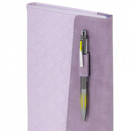Ежедневник недатированный А5 145х215 мм, BRAUBERG "Stitch", под кожу, магнит, 160 л., сиреневый, 116589