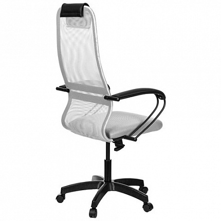 Кресло офисное МЕТТА "SU-B-8" пластик, ткань-сетка, сиденье мягкое, светло-серое