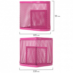 Подставка-органайзер BRAUBERG "Germanium", металлическая, в виде сердца, 3 секции, розовая, 231983