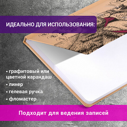 Скетчбук, белая бумага 160 г/м, 145х203 мм, 64 л., резинка, твердый, BRAUBERG ART CLASSIC "Это Кот", 114589
