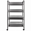 Этажерка (тележка) BRABIX офисно-бытовая 4 яруса, на колесах, металл, черная, 43,5х26х83,5 см, 603753
