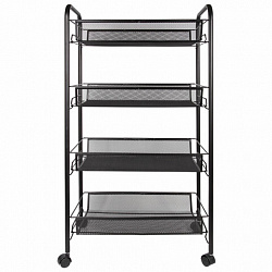 Этажерка (тележка) BRABIX офисно-бытовая 4 яруса, на колесах, металл, черная, 43,5х26х83,5 см, 603753