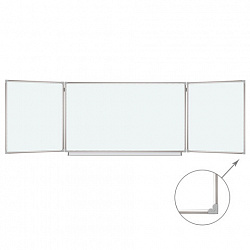 Доска магнитно-маркерная 3-х элементная 100х150/300 см, 5 рабочих поверхностей, белая, BRAUBERG, 231708