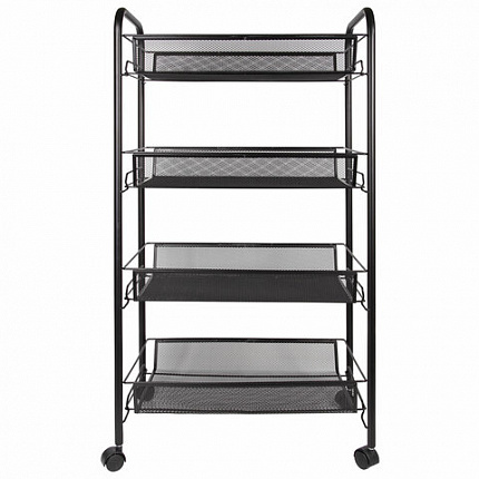 Этажерка (тележка) BRABIX офисно-бытовая 4 яруса, на колесах, металл, черная, 43,5х26х83,5 см, 603753