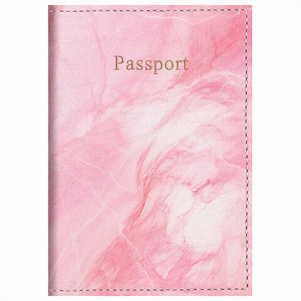 Обложка для паспорта искусственная кожа, принт "Soft Marble", пудрово-розовый, STAFF, 238870
