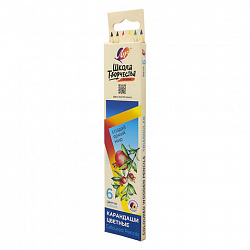 Карандаши цветные ЛУЧ "Школа Творчества", 6 цветов, трехгранные, натуральное дерево, 30С 1805-08