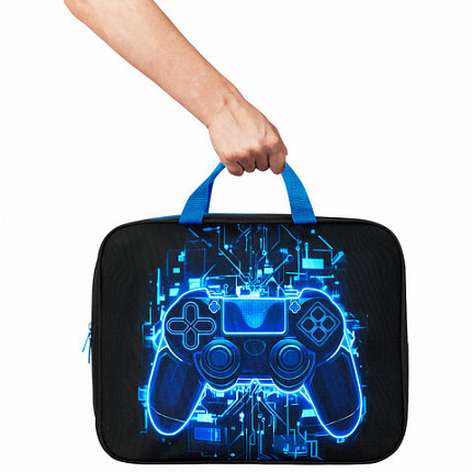 Папка на молнии с ручками BRAUBERG KIDS А4, 1 отделение, полиэстер, 80 мм, "Digital gamepad", 273316