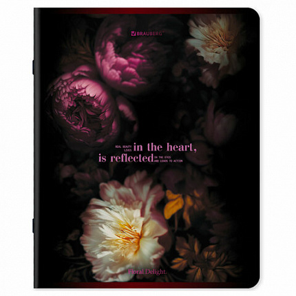 Тетрадь А5, 48 л., BRAUBERG, скоба, клетка, глянцевый лак, "Цветы", (микс в спайке), 405333