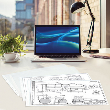 Папки-файлы БОЛЬШОГО ФОРМАТА (297х420 мм) А3, ГОРИЗОНТАЛЬНЫЕ, КОМПЛЕКТ 50 шт., 35 мкм, STAFF "Manager", 225770