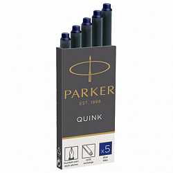 Картриджи чернильные PARKER "Cartridge Quink", КОМПЛЕКТ 5 штук, блистер, синие, 1950403