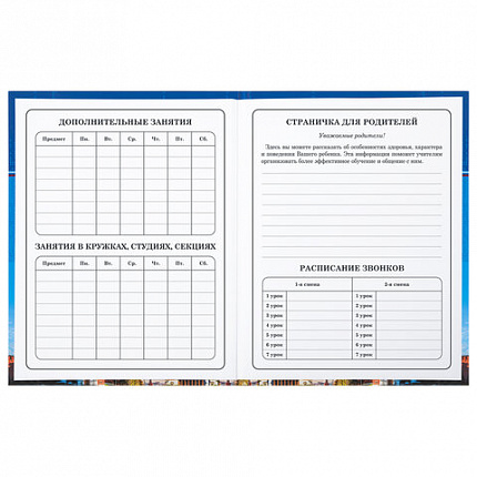 Дневник 1-4 класс 48 л., твердый, BRAUBERG, глянцевая ламинация, с подсказом, "Российский", 106832