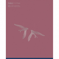 Тетрадь А5, 48 л., HATBER, скоба, клетка, soft-touch ламинация, 3D-фольга, "Парящие в небесах" (микс), 095336, 48Т5лофВ1