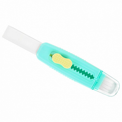 Ластики выдвижные с кистью 2 в 1 BRAUBERG "Slider Duo", НАБОР 4 ШТУКИ, 85х21х15 мм, пастельные цвета ассорти, блистер, 271993