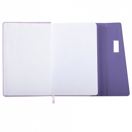 Ежедневник недатированный А5 145х215 мм, BRAUBERG "Stitch", под кожу, магнит, 160 л., сиреневый, 116589