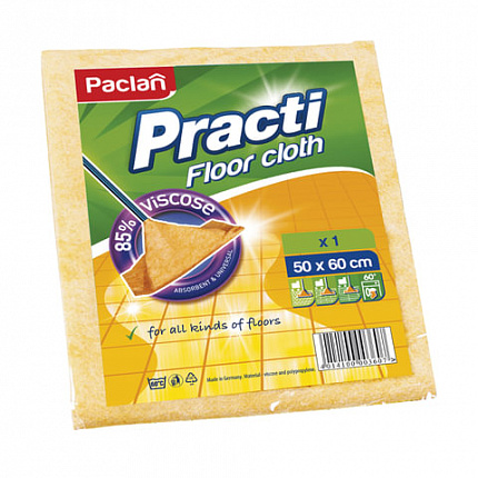 Тряпка для мытья пола, 50х60 см, 200 г/м2, вискоза (ИПП), оранжевые, PACLAN "Practi Floor cloth", 163427