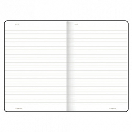 Блокнот А5 (140х200 мм), BRAUBERG "NEBRASKA", под кожу, 80 л., линия, черный, 113411