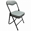 Стул складной для дома и офиса РС04К комфорт, черный каркас, рогожка светло-серая