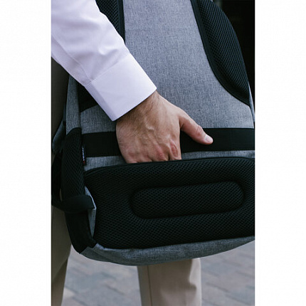 Рюкзак HEIKKI SECURE (ХЕЙКИ) универсальный, 2 отделения, отделение для ноутбука, серый, 46x31x19 см, 273895