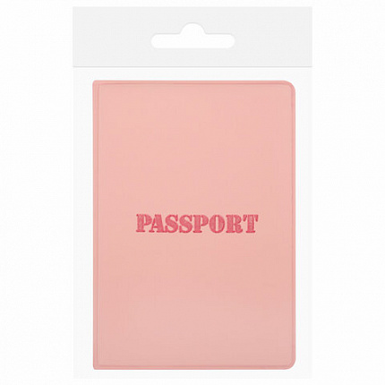 Обложка для паспорта, мягкий полиуретан, "PASSPORT", нежно-розовая, STAFF, 238403