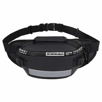 Сумка на пояс HEIKKI RIO (ХЕЙКИ), два отделения, регулируемый ремень, светоотр. элемент, 36х9х13 см, 272618