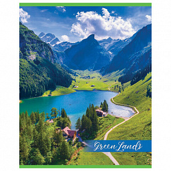 Тетрадь А5, 48 л., HATBER-ECO скоба, офсет №2 ЭКОНОМ, клетка, обложка мелованная бумага, "GreenLand", 075791, 48Т5D1