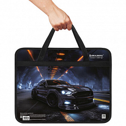 Папка на молнии с ручками BRAUBERG А4, 1 отделение, пластик, 80 мм, "Fast car", 274498