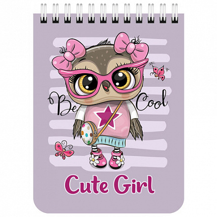 Блокнот МАЛЫЙ ФОРМАТ А6 108х145 мм, 40 л., гребень, картон, клетка, BRAUBERG KIDS, "Зверята", 114395