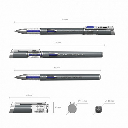 Ручка гелевая ERICH KRAUSE "Megapolis Gel", СИНЯЯ, корпус с печатью, узел 0,5 мм, линия письма 0,4 мм, 92