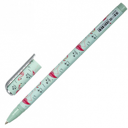 Ручка шариковая BRAUBERG SOFT TOUCH STICK "FLAMINGO", СИНЯЯ, мягкое покрытие, узел 0,7 мм, 143705