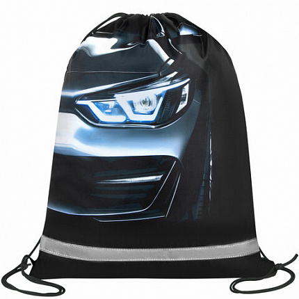 Мешок для обуви BRAUBERG KIDS, светоотражающая полоса, 46х36 см, "Dark car", 273439
