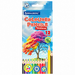 Карандаши цветные "АССОРТИ 8 ДИЗАЙНОВ 7-14 лет", 12 цветов, трехгранные, BRAUBERG, 182056