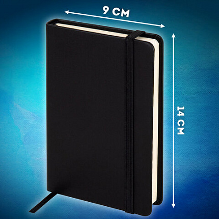 Скетчбук, слоновая кость+белая 140 г/м2, 90х140 мм, 80 л., КОЖЗАМ, резинка, BRAUBERG ART CLASSIC, черный, 116871