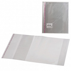 Обложки ПП для учебников и тетрадей А4 БОЛЬШОГО ФОРМАТА, КОМПЛЕКТ 5 шт., КЛЕЙКИЙ КРАЙ, 80 мкм, 300х500 мм, универсальные, 16.43/5