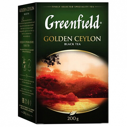 Чай листовой GREENFIELD "Golden Ceylon" черный цейлонский крупнолистовой 200 г, 0791-10