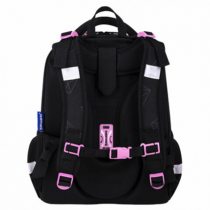 Ранец BRAUBERG LUMINOUS, 2 отделения, с брелком, "Diamonds", СВЕТЯЩИЙСЯ РИСУНОК, 38х29х16 см, 272070