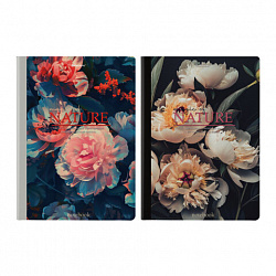 Тетрадь А4 96 л. BRAUBERG, на сшивке с корешком, клетка, обложка картон, "Flowers", 405286