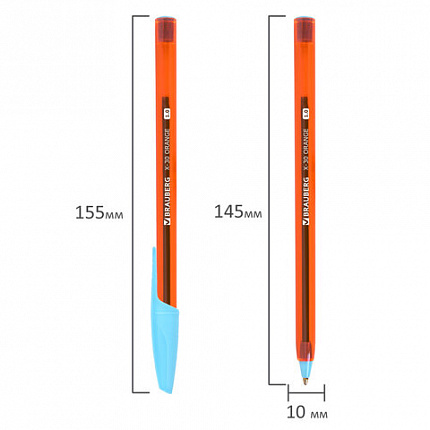 Ручки шариковые BRAUBERG X-30 ORANGE, КОМПЛЕКТ 12 шт., СИНИЕ, пишущий узел 1 мм, линия письма 0,5 мм, 144334