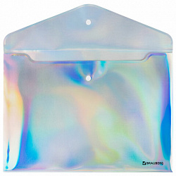 Папка-конверт с кнопкой BRAUBERG "ULTRA", А4, непрозрачная, c голографическим эффектом, 0,2 мм, 272885