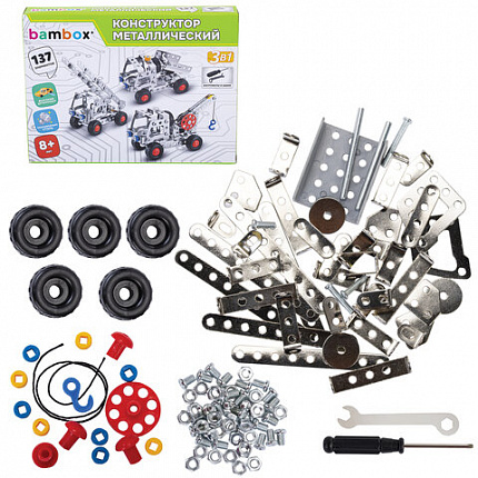 Конструктор металлический "Строительная техника 3 в 1", подвижные детали, 137 элементов, BAMBOX (БАМБОКС), 666369