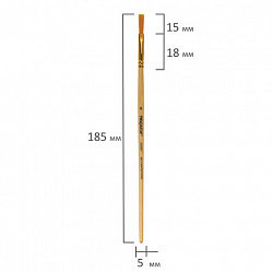 Кисть ПИФАГОР, СИНТЕТИКА, плоская, № 4, деревянная лакированная ручка, 200857