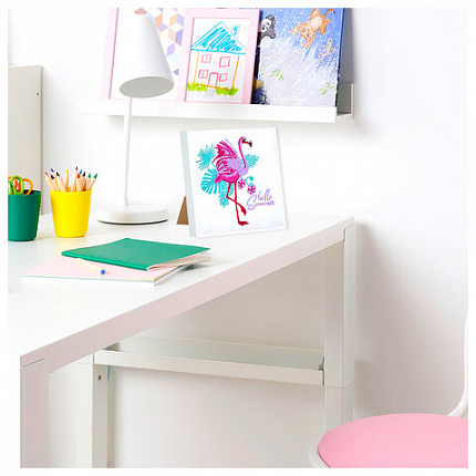 Картина стразами (алмазная мозаика) 20х20 см, ЮНЛАНДИЯ "Фламинго", в деревянной рамке, 662438