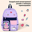 Рюкзак BRAUBERG PASTEL с термонашивками в комплекте, "Ленивый котик", сиреневый, 40х29х14 см, 271422