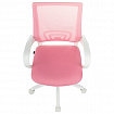 Кресло BRABIX "Fly MG-396W", с подлокотниками, пластик белый, сетка, розовое, 533008