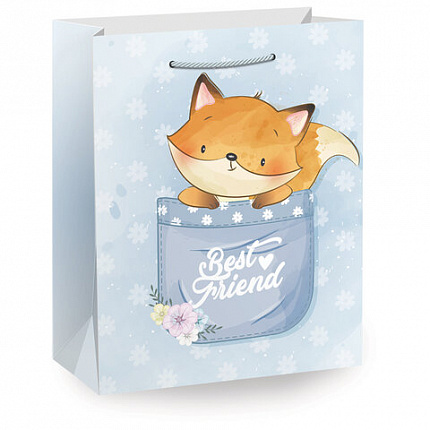 Пакет подарочный (1 штука) 26х13х32см (L) "Lovely Animals", ассорти, глиттер, ЗОЛОТАЯ СКАЗКА, 700816