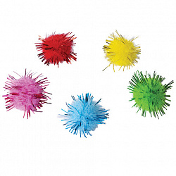 Помпоны для творчества, блестящие, 5 цветов, 15 мм, 50 шт., ОСТРОВ СОКРОВИЩ, 661427