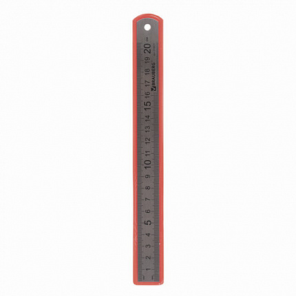 Линейка металлическая 20 см, BRAUBERG, европодвес, 210631