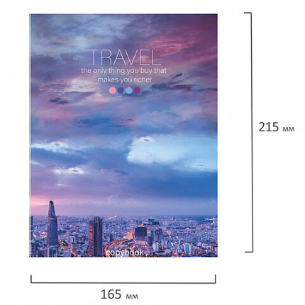 Тетрадь на кольцах А5 (165х215 мм), 120 листов, твердый картон, клетка, BRAUBERG, Travel, 404080