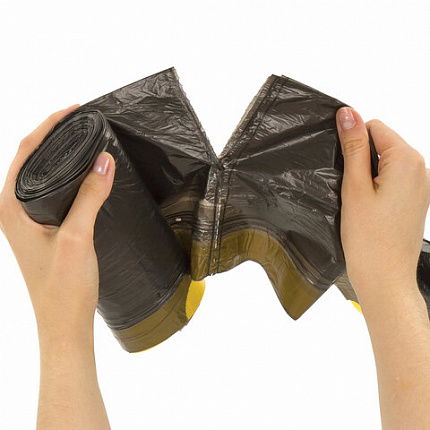 Мешки для мусора с завязками 30 л, черные, в рулоне 30 шт., прочные, ПНД 14 мкм, 45х57 см, ОФИСМАГ, 601396