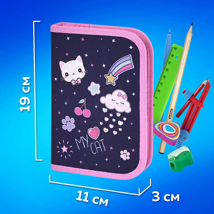 Пенал ПИФАГОР, 1 отделение, полиэстер, 19х13 см, "Leapfrog", 273472